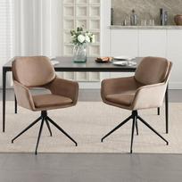 "Chairus" valgomojo kėdės, akcento kėdės, 2 vnt., aksominės 360° pasukamos kėdės, fotelis, biuras, modernios virtuvės kėdės, minkštos svetainės kėdės (chaki)