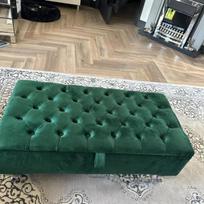 "Chesterfield" aukštos kokybės minkšta kojinė su saugykla "Handmade Bedroom Furniture" (žalia)