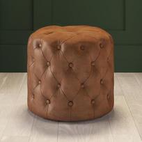 "Chesterfield" natūralios odos Osmanų taburetė Ruda derliaus odinė kojinė Pouf taburetė 559