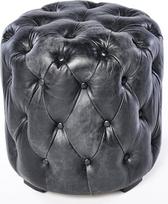 "Chesterfield" natūralios odos Osmanų taburetė Juoda derliaus odinė kojinė Pouf Stool 659