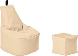 "Classic Bean Bag XL - XXL" su taburete, sėdynės pagalvėle, grindų pagalvėle, foteliu, tinka naudoti viduje ir lauke, žaidimų maišelis suaugusiesiems ir vaikams (smėlio spalvos, XXL, skersmuo 78 cm)