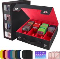 "Commander Deck Box", prekybinių kortelių laikymo dėžutė su "Commander" ekranu, skirta "Magic the Gathering" (MTG)/TCG/YuGiOh/Sporto kortelėms, žaidimų kortų kaladėlių dėžutė su rankena ir 4 kortelių skirtukais ir 24 skirtukais
