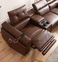 "Como" svetainės kambario sofos komplektas Atpalaiduojanti funkcija Dirbtinės odos rudos spalvos sofos komplektas Svetainės sofa