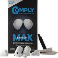 "Comply TrueGrip Max" 3 poros "Apple AirPods Pro 1" ir "Apple AirPods Pro 2" atminties putų pakaitinių ausų antgalių, ilgai išliekantis komfortas, ypatingas patvarumas, saugus prigludimas, stipri triukšmo izoliacija, balti, S/M/L