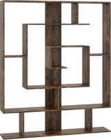 "COSTWAY" knygų spinta su 7 lygiais, kambarių skiriamoji lentyna, geometrinė stovinti lentyna, biuro lentyna, sandėliavimo lentyna svetainei, kabinetui, kabinetui, 125 x 22 x 150 cm (kaimiškai ruda)