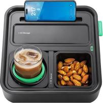 "CouchConsole Original Tray" - gėrimų ir užkandžių laikiklis ant sofos su porankiu, staliukas su telefono laikikliu, televizoriaus nuotolinio valdymo pulto laikiklis ir organizatorius - skirtas svetainei, kemperiams ir automobiliams, juodas/žalias