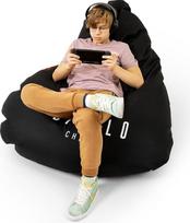 "Diablo Gaming Bean Bag", XXL sėdimoji pagalvėlė su užpildu, žaidimų fotelis, vaikiškas pupų maišas vaikų kambariui, svetainei, EPS karoliukai, poliesteris, 110 cm x 100 cm (juodas)