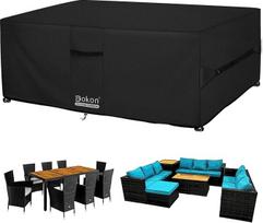 "Dokon" danga sodo baldams, atspari vandeniui, 270 x 210 x 90 cm, sodo stalo apsauginė danga su vėdinimo angomis, tvirtas 420D Oksfordo audinys, atsparus dulkėms, apsaugantis nuo UV spindulių, skirtas terasos baldams, sėdimųjų vietų komplektui