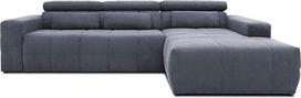 "Domo" kolekcijos "Brandon" kampinė sofa su reguliuojamu atlošu, L formos, minkštas kampas, kampinis komplektas, tamsiai pilka, 285 x 175 cm