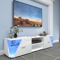 "Dripex" televizoriaus lentelė "Lowboard White High Gloss" su LED apšvietimu TV staliukas TV ekranas 150 x 37 x 35 cm