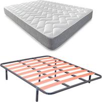 "Duérmete Online" sukomplektuota lova su abipusiu "Viscotec" čiužiniu (žiema/vasara) + bazinis 6 kojelių lentjuostinis pagrindas 135 x 190 cm