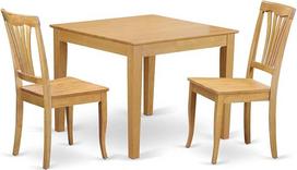 "East West" baldai "Oxford" 3 dalių virtuvės komplektą sudaro kvadratinis stalas ir 2 valgomojo kėdės, 36" x 36", OXAV3-OAK-W