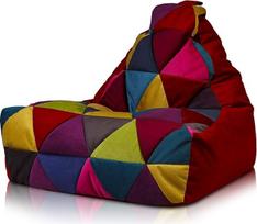 "Ecopuf Keiko S Patchwork Microfibre Bean Bag" pliušinis pupų maišas su rankena 75 x 70 cm