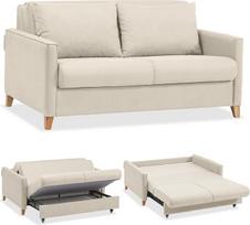 "Evergreenweb" sofa-lova su lovos dėže, transformuojama dvivietė sofa su išskleidžiamu šezlongu, miego funkcija, smėlio spalvos audinys, nuimamas dvigubas atlošas su pagalvėlėmis, sulankstoma sustiprinta konstrukcija, Calion