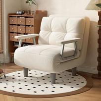 "Fabulcozy" 1 sėdimos vietos sulankstoma sofa-lova - labai patogi, nuimama, su pagalvėlėmis, metaliniais porankiais ir kojelėmis (baltos spalvos)