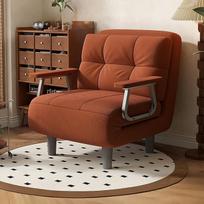 "Fabulcozy" 1 sėdimos vietos sulankstoma sofa-lova fotelis "Great Comfort" su pagalvėlėmis, porankiais ir metalinėmis kojelėmis (oranžinė)