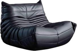"Faulter" sofa, aukštos kokybės sintetinė kempininė sofa be karkaso, daugiasluoksnė, rankomis sulankstyta konstrukcija, 68 cm prailginta, žemas svorio centras, juoda, 103 x 88 x 70 cm