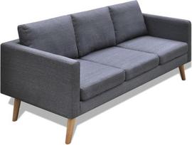 "Festnight" 3-vietė sofa Medžiaginė sofa sofa 3-vietė poilsio sofa su atlošu Medinis rėmas Sėdynės patogumas Tamsiai pilka