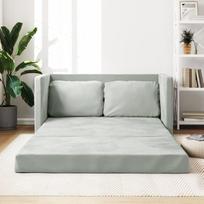 "Festnight" sulankstoma grindų sofa, sofa su miego funkcija, sofa lova, "2-in-1", grindų sofa su miego funkcija, 2-vietė sofa su miego funkcija, 122 x 204 x 55 cm, sofa lova, šviesiai pilka, 2-vietė aksominė, skirta svetainei
