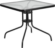"Flash Furniture Barker" 80 cm kvadratinis grūdinto stiklo stalas, skaidrus/juodas