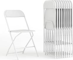 "Flash Furniture" plastikinės sulankstomos kėdės, baltos spalvos, 10 pakuočių