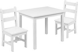 "Flash Furniture" vaikiškų medžio masyvo stalų ir kėdžių rinkinys žaidimų kambariui, miegamajam, virtuvei - 3 dalių rinkinys - baltas, vidutinis