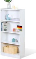 "Floordirekt" knygų spinta, balta lentyna su 4 skyriais, kubo formos lentyna, 24 D x 60 W x 121,5 H cm, skiriamoji sienelė vaikų kambariui, svetainei, biurui ir miegamajam (Maine)