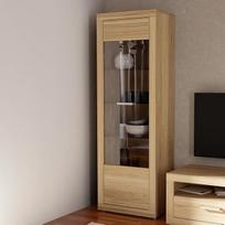 "Forte BACCIO 60 70" moderni svetainės kambario vitrina, 1 durys, stiklo priekis, medžio kompozitas, Mauvella ąžuolo medienos dekoras, 63,4 cm pločio x 190,7 cm aukščio x 41 cm gylio