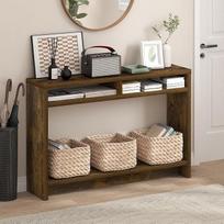 "Furinno Viola Console Table", 3 pakopų siauras konsolinis staliukas su itin storu rėmu ir lentyna, 47,2 colio pločio sofos staliukas, skirtas svetainei, namų biurui, prieškambariui, gintarinė pušis
