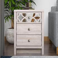 "Galano Ilse" naktinis staliukas su stalčiumi - moderni naktinė spintelė su veidrodžiu - vietą taupantis staliukas - organizavimo konsolė - 39,8 D x 39,5 W x 59,0 H cm - dulkėtas pilkas ąžuolas