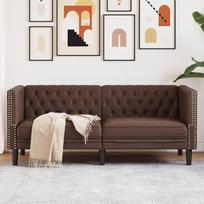 "Gecheer Chesterfield" sofa 2-vietė svetainės sofa Sofa Lounge Sofa 2-vietė sofa Minkšta sofa lova Ruda dirbtinė oda