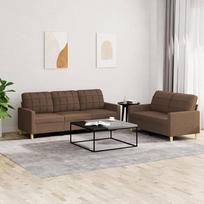 "Gecheer" 2 dalių sofos komplektas Sofa sofos komplektas Minkšta sofa Lounge sofa Sofa sofos komplektas Sėdynės baldai Svetainės sofa Minkšti baldai Kėdė Kėdė Dizainas Sofa Sodo sofa su pagalvėle Rudas audinys