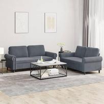 "Gecheer" 2 dalių sofos komplektas Sofos sofos komplektas Minkšta sofa "Lounge" sofa sofos komplektas Sėdynės baldai Svetainės sofos kėdė Sofos dizainas Sofa Sodo sofa su pagalve Tamsiai pilkas aksomas 131