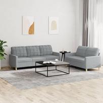 "Gecheer" 2 dalių sofos komplektas Sofos sofos komplektas Minkšta sofa Lounge sofa Sofos komplektas Sėdynės baldai Svetainės sofos kėdė Sofos dizainas Sofa Sodo sofa su pagalvėle Šviesiai pilkas audinys 159