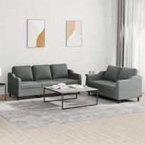 "Gecheer" 2 dalių sofos komplektas Sofos sofos komplektas Minkšta sofa Lounge sofa Sofos komplektas Sėdynės baldai Svetainės sofos kėdė Sofos dizainas Sofa Sodo sofa su pagalvėle Tamsiai pilkas audinys 144