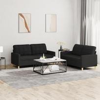 "Gecheer" 2 dalių sofos komplektas, sofos komplektas, minkšta sofa, svetainės sofa, sofos-lovos komplektas, svetainės baldai, svetainės sofa, fotelis, sofa, dizaino sofa, sodo sofa su pagalvėle, juodas audinys 158