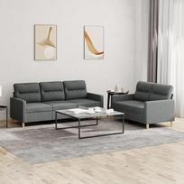 "Gecheer" 2 dalių sofos komplektas, sofos komplektas, minkšta sofa, svetainės sofa, sofos-lovos komplektas, svetainės baldai, svetainės sofa, fotelis, sofa, dizaino sofa, sodo sofa su pagalvėlėmis, tamsiai pilka
