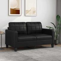 "Gecheer" 2 vietų sofa 140 cm minkštasuolis minkšta dirbtinės odos sofa svetainei, miegamajam, biurui, butui, juoda