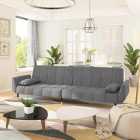 "Gecheer" 2 vietų sofa lova su 2 pagalvėlėmis Sofa su miego funkcija Sofa lova Sulankstoma sofa Velvet šviesiai pilka