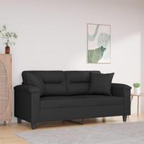 "Gecheer" 2 vietų sofa su pagalvėlėmis, sofa-lova, sofa-lova, sofa-lova, minkšta sofa, poilsio sofa, juoda, 140 cm, mikropluošto audinys