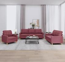 "Gecheer" 3 dalių sofos komplektas Sofos sofos komplektas Minkšta svetainės sofa Sofos sofos komplektas Sėdynės baldai Svetainės sofa Minkšti baldai Kėdė Kėdė Dizainas Sofa Sodo sofa su pagalvėle Vyno raudonas audinys