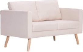 "Gecheer" dvivietė sofa su sėdimąja pagalve, minkšta sofa, 116 x 70 x 73 cm (plotis x gylis x aukštis), sofa-lova, sofa, biuras, sofa-lova, svetainė, sofa-lova, svetainė, sofa-lova, svetainės sofa, sofa-lova, medinis rėmas ir audinys, kreminės spalvos
