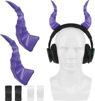 "Geekria" 3D demonų ragai ausinėms, velnio ragų ausinių priedai su kabliuku ir kilpa, "Cosplay" ausys, velnio priedas žaidėjams ir streameriams