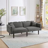 "Gegtuon" sofa lova su miego funkcija, sofos ir sofos, 2 vietų sofa lova su porankiais, svečių lova, sulankstoma, moderni sofa lova, lova su atlošu, skirta svetainei, miegamajam, patalynė (pilka)