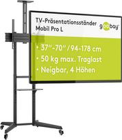 "goobay" TV stovas 37-70 colių mobilusis reguliuojamo aukščio iki 1966 mm VESA 600x400 iki 50 kg su lentyna fotoaparatui - Pro L - 59508
