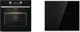 "Gorenje Black Set 4" įmontuojamų viryklių rinkinys su stiklo keramikos kaitlente, karštu oru, 77 litrų, "ExtraSteam", "GentleClose & Open", "EcoClean", "AirFry", "PizzaMode", "PerfectGrill", teleskopiniais bėgeliais, juodas