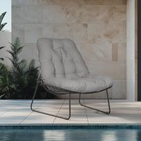 "Grand patio Lounge Chair" kėdė sodui, balkonui, kiemui - lauko poilsio kėdė su stora pagalve, atspari oro sąlygoms ir odai, 150 kg keliamoji galia, pilka