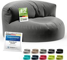 "Green Bean Sofa Bean Bag" su užpildymo medžiaga - 90 x 50 cm dydžio "Lounge Bean Bag" dizainas su ergonomišku atlošu ir skalbiamu užvalkalu - tinka naudoti patalpose ir lauke, antracito spalvos