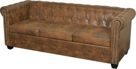 "GuyAna Chesterfield" sofa 3 vietų dirbtinės odos rudos spalvos sofos ir sofos 3 vietų sofa
