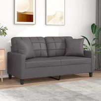 "GuyAna" 2 vietų sofa su dekoratyvinėmis pagalvėlėmis Pilka 140 cm dirbtinės odos svetainės sofos